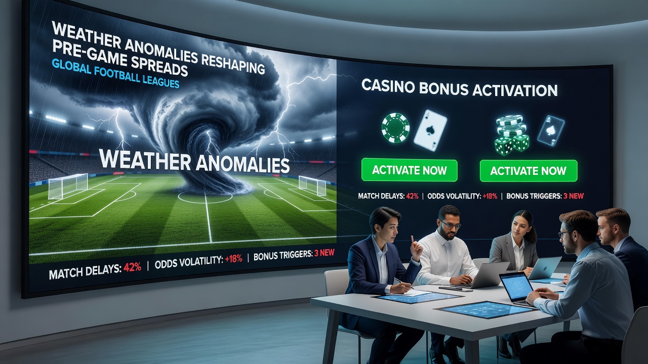 Data visualization of weather impacts on football odds and casino bonus redemptions